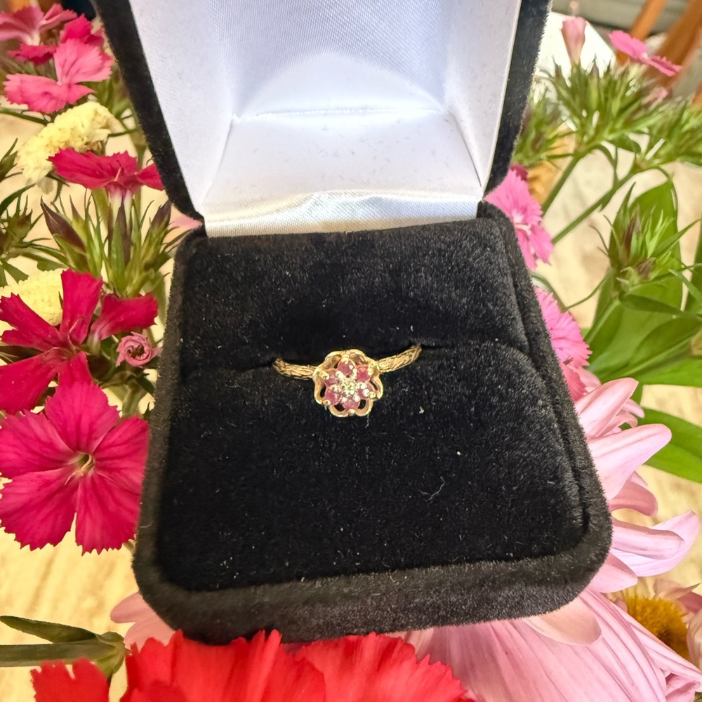 Vintage Ruby Tulip Ring
